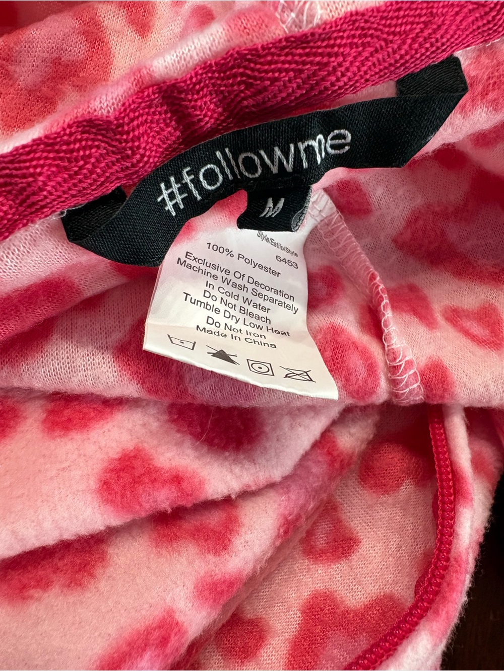 Pink Heart Print Fleece Onesie Pajama with Hood - Picture 6 of 6